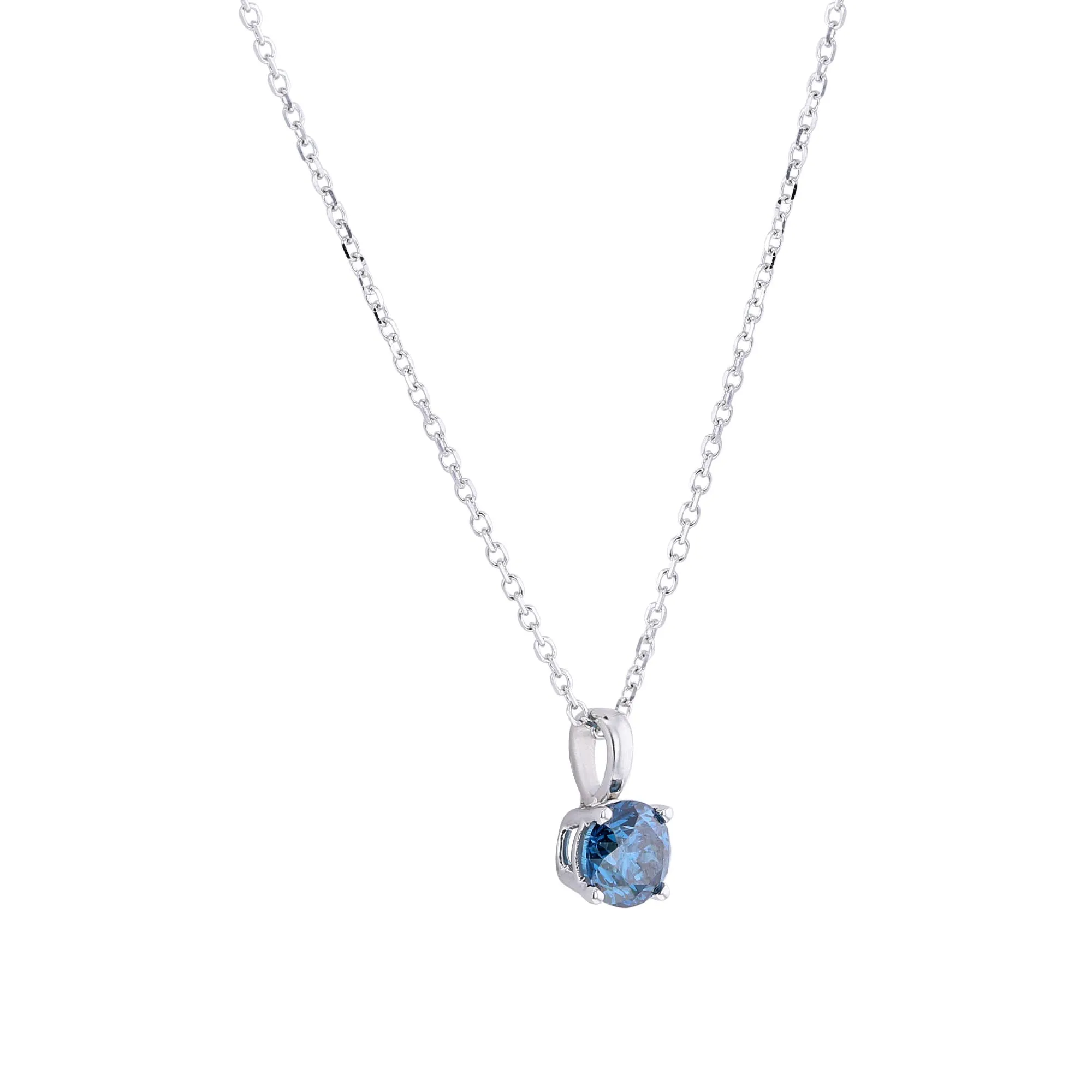 Sky Blue Diamond Solitaire Necklace 1/2ct