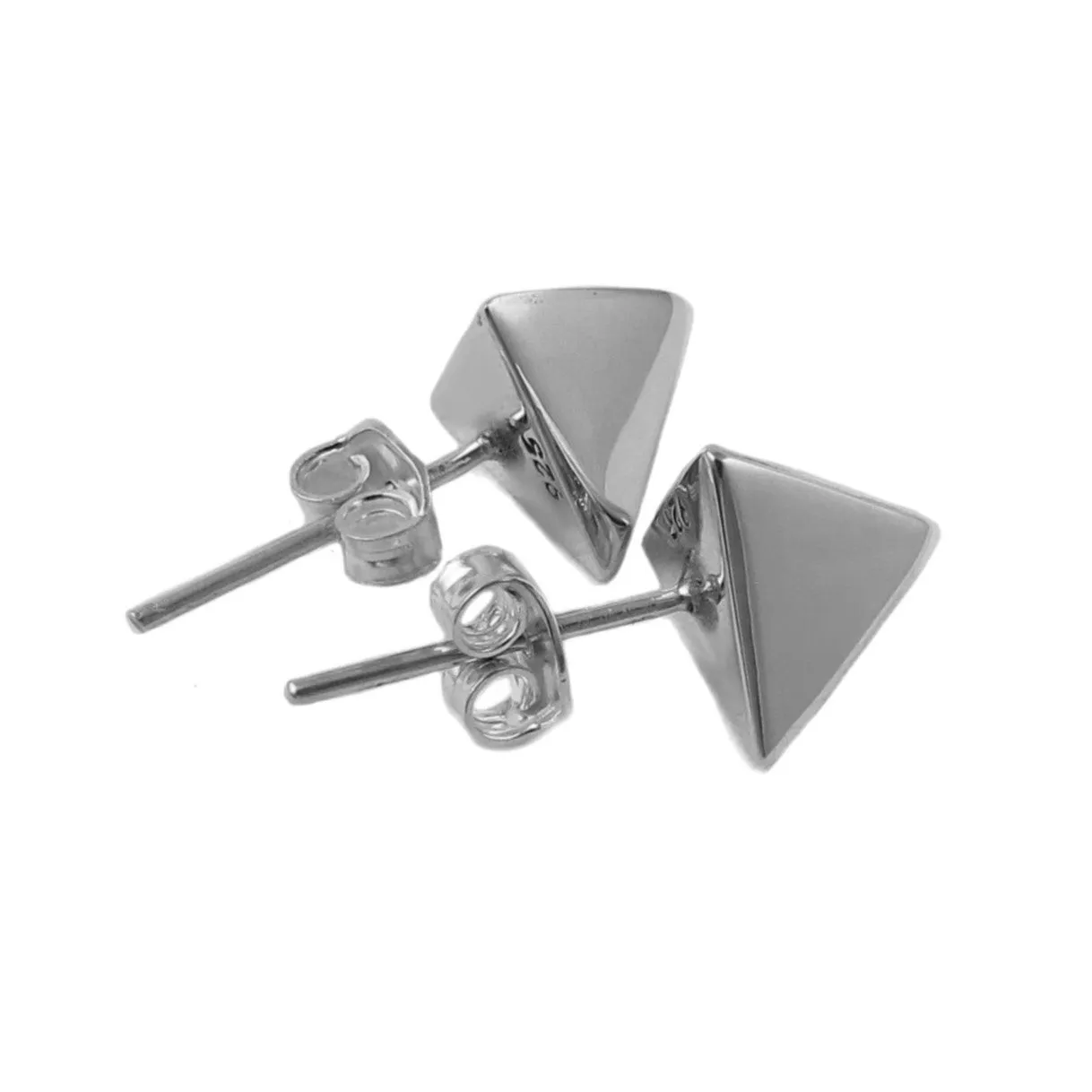 Solid 925 Silver Triangle Stud Earrings