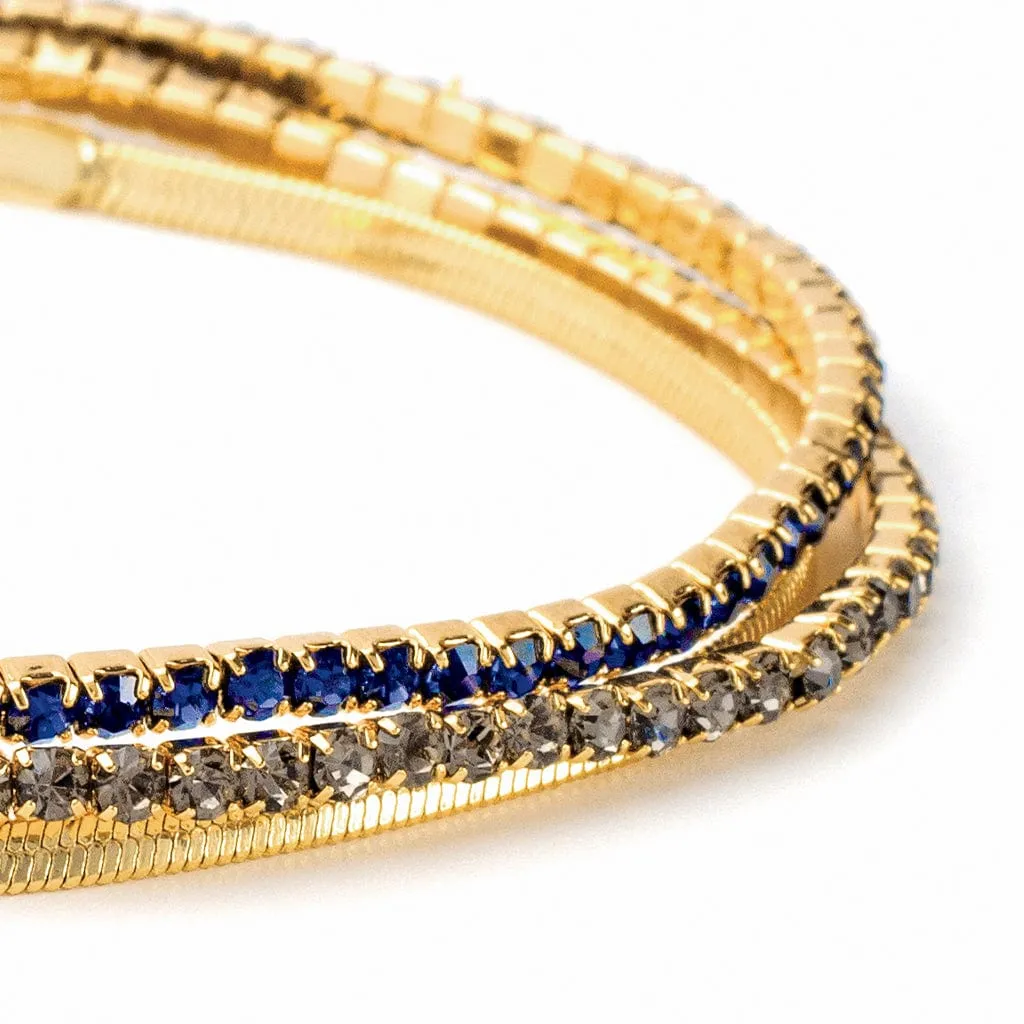 Sparkle & Shine Rhinestone Bracelet Trio - Montana Blue & Gold