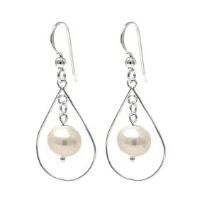 Sterling Silver Freshwater Pearl Teardrop Earrings