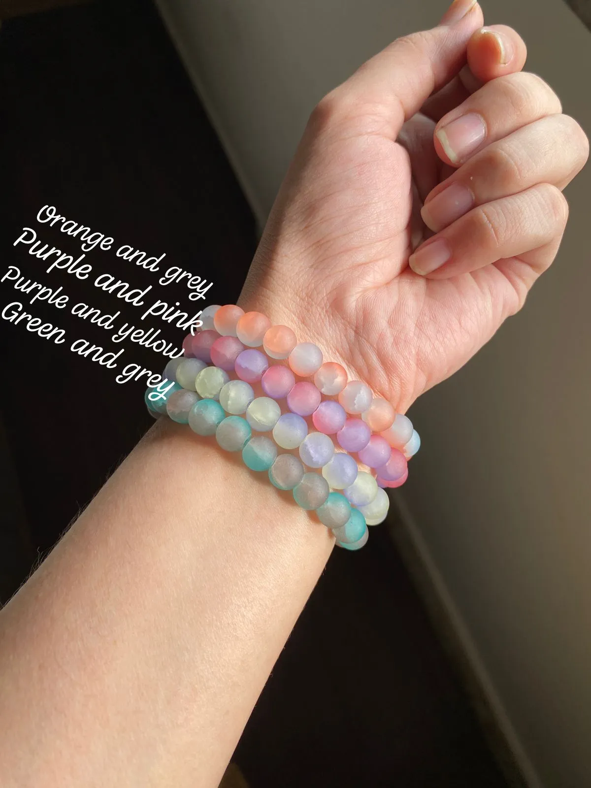 TWO TONED MATTE MARBLE MEDIUM STONED BRACELETS