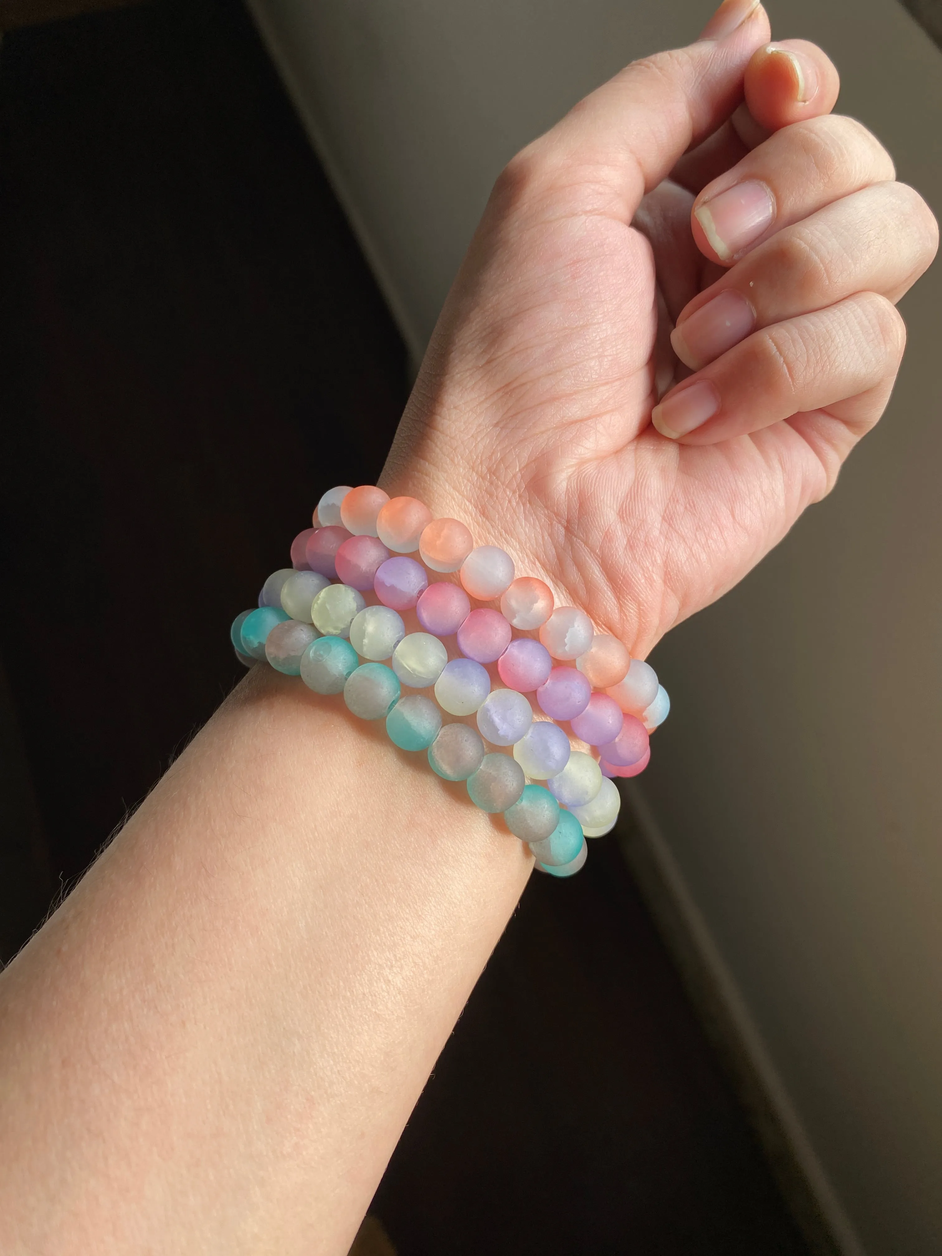 TWO TONED MATTE MARBLE MEDIUM STONED BRACELETS