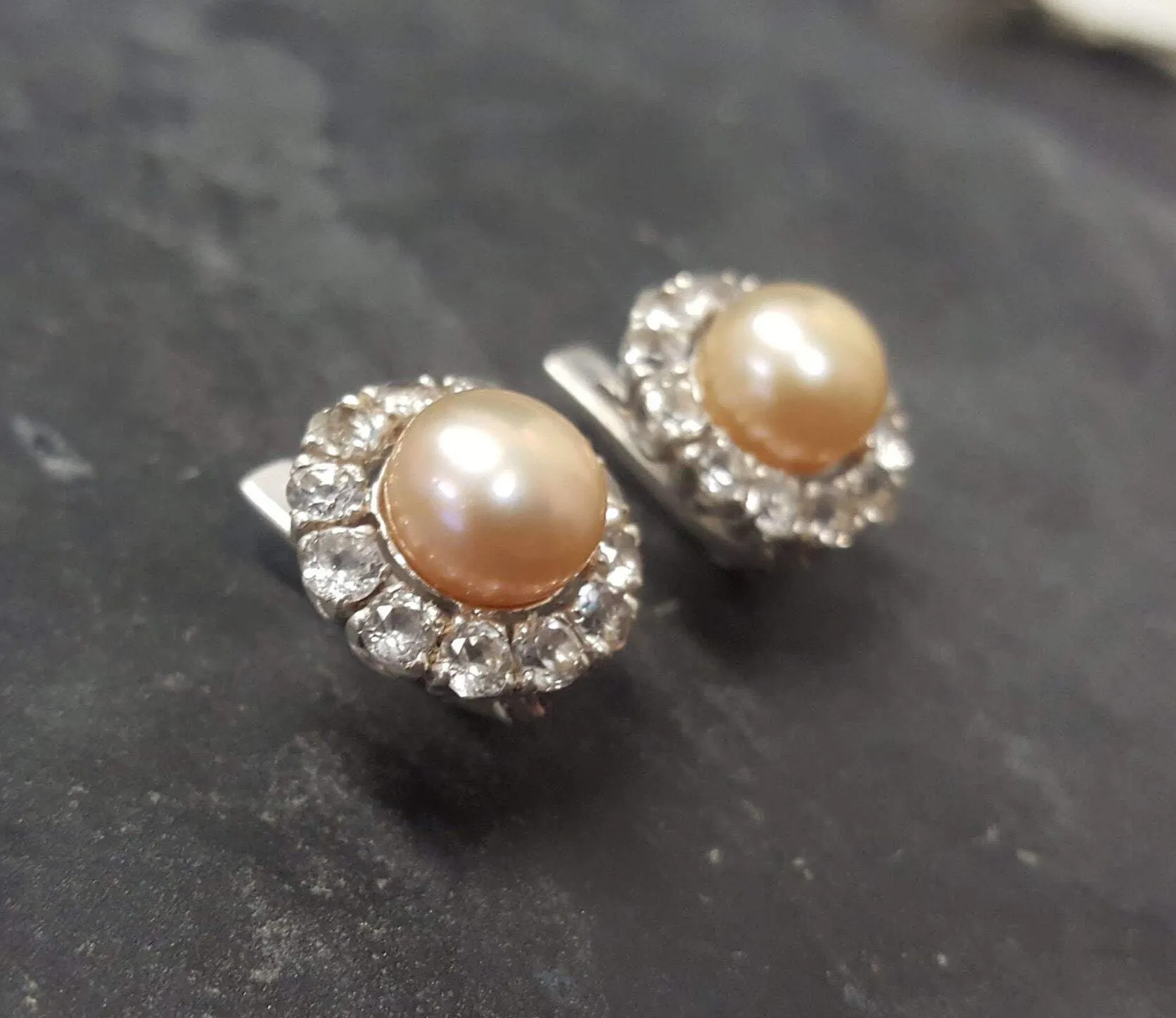 Victorian Pearl Earrings - Real Pearl Earrings - Vintage Flower Earrings