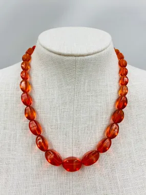 Vintage 1930s Orange Glass Bead Necklace