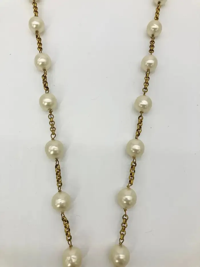 Vintage Chanel Pearl Y Lariat Necklace