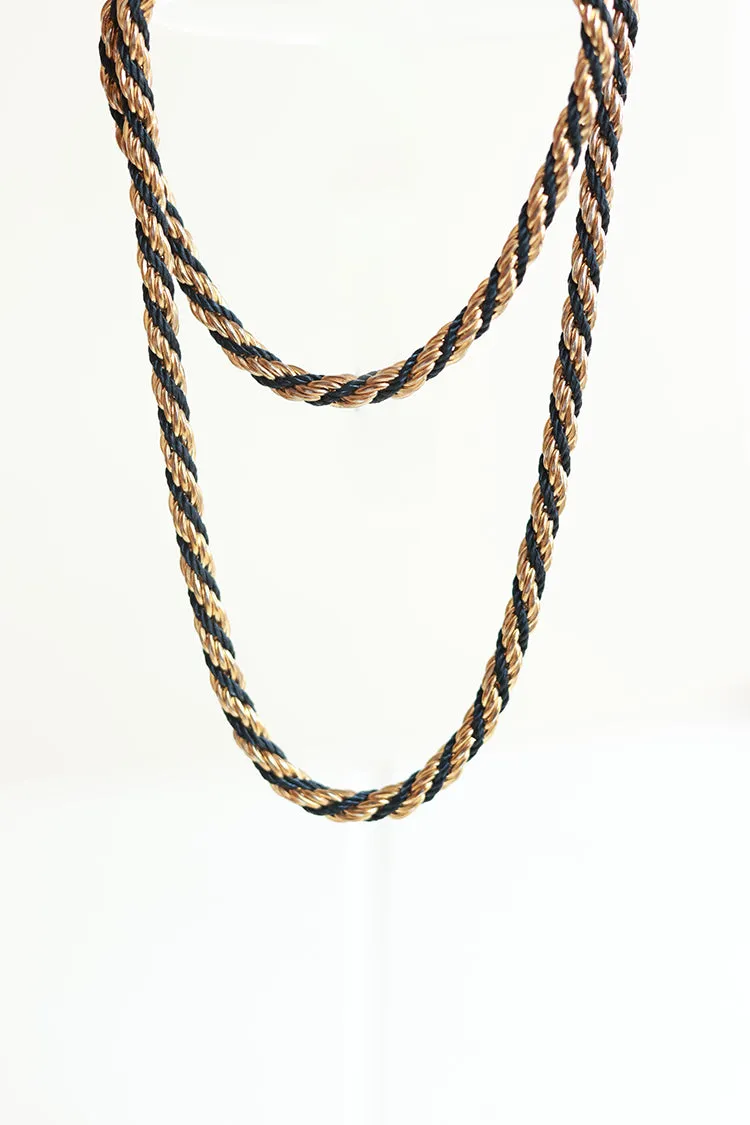 Vintage Gold and Black Rope Chain Necklace