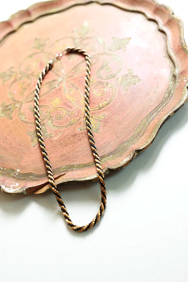 Vintage Gold and Black Rope Chain Necklace