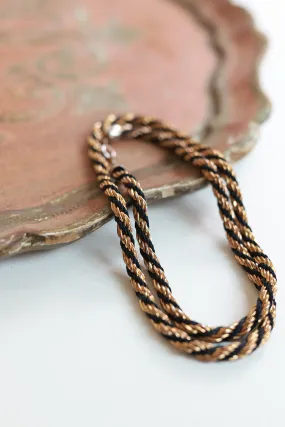 Vintage Gold and Black Rope Chain Necklace