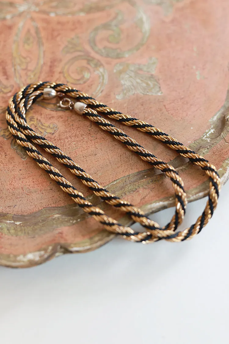 Vintage Gold and Black Rope Chain Necklace