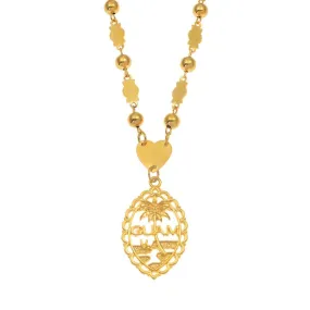 Vintage Guam Pendant With 6mm Ball Beads Necklace-18K Gold Plated