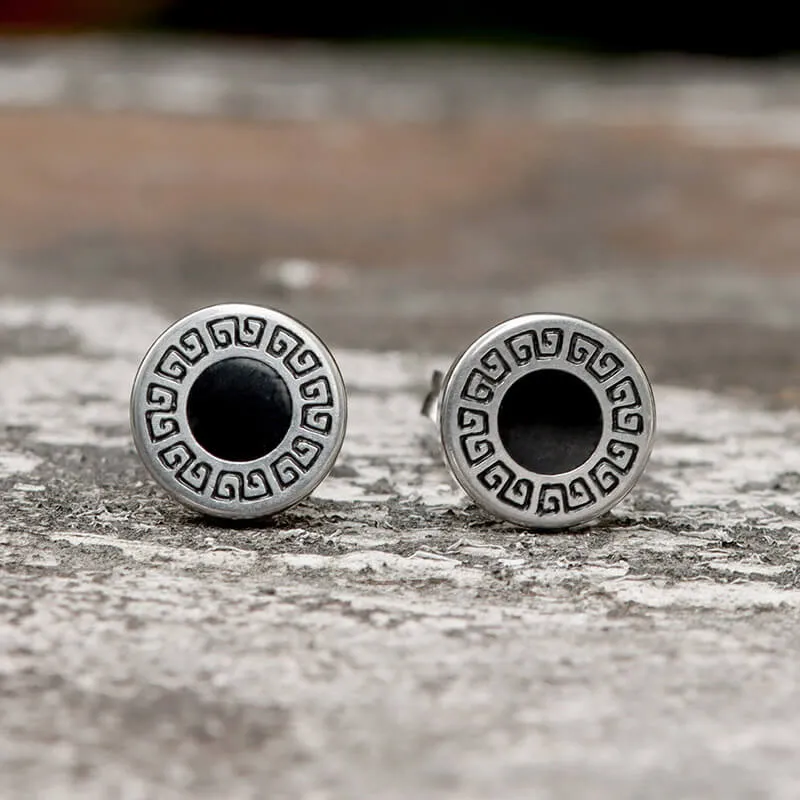 Vintage Roman Numeral Stainless Steel Stud Earrings