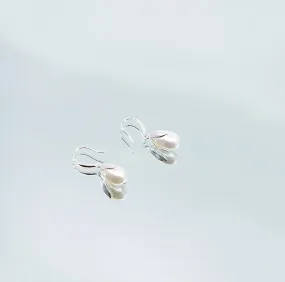 White Flower Petal Earrings in Sterling Silver