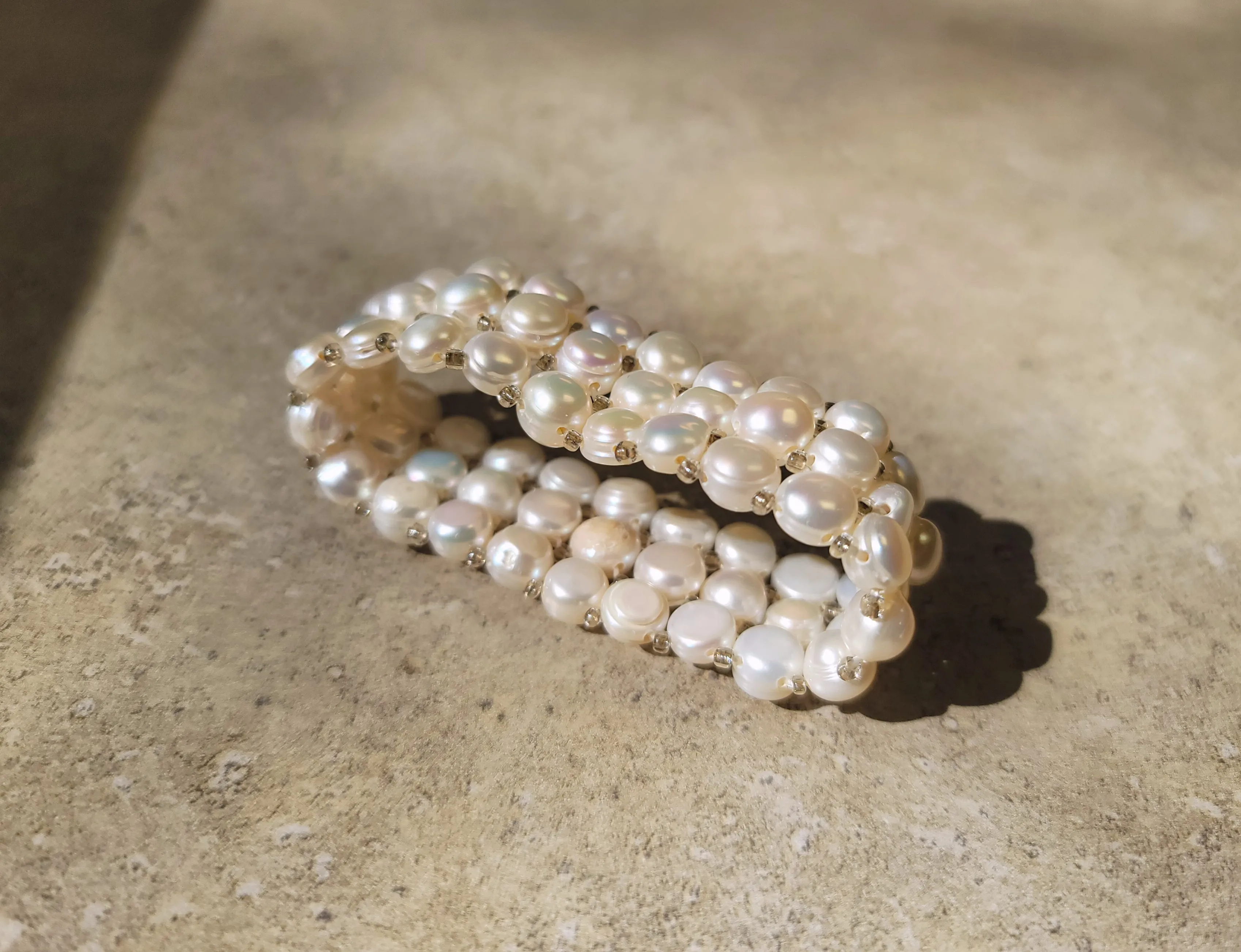 White Layered Pearl Bracelet