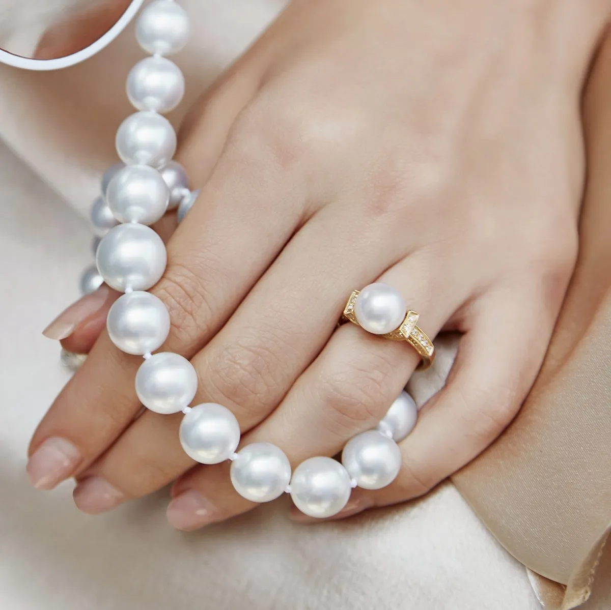 White South Sea Pearl & Diamond Genesis Ring