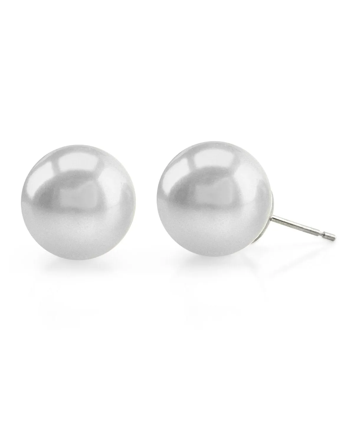 White South Sea Round Pearl Stud Earrings, 8.0-9.0mm