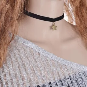 Winter SALE inspired Plain Black Velvet Ribbon Choker Necklace Gothic Handmade With Star Charm For Women Gift