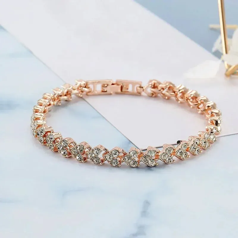 Women's Delicate Rhinestone Heart Chain Bracelets