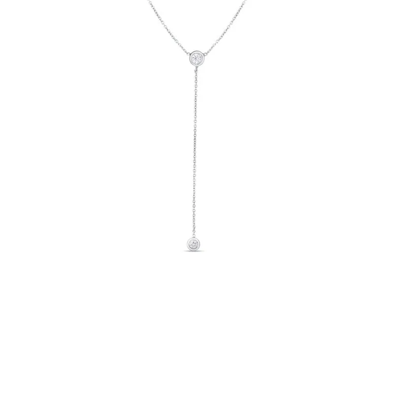 Y Necklace with Two Bezel Set Diamonds