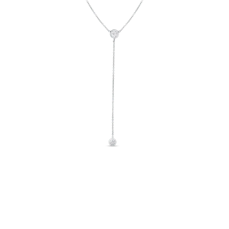 Y Necklace with Two Bezel Set Diamonds